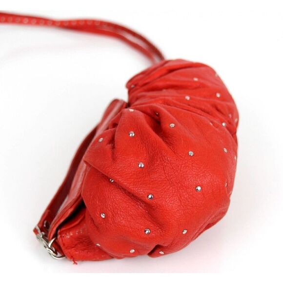 Latico SOFT RED GENUINE LEATHER STUDDED X-BODY SHOULDER BAG HANDBAG CLUTCH PURSE - Picture 8 of 16